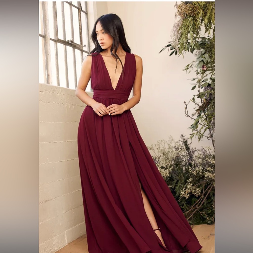 Lulu’s Heavenly Hues Burgundy Dress, Size M